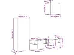 vidaXL 4-Tlg Wohnwand Sonoma-Eiche Holzwerkstoff 3216502