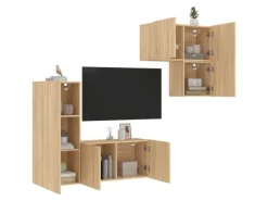 Best vidaXL 4-tlg. Wohnwand Sonoma-Eiche Holzwerkstoff Modell 1