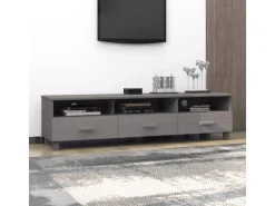 Hot vidaXL TV-Schrank HAMAR Hellgrau 158x40x40 cm Massivholz Kiefür