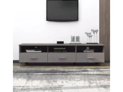 Hot vidaXL TV-Schrank HAMAR Hellgrau 158x40x40 cm Massivholz Kiefür