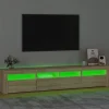 vidaXL TV-Schrank mit LED-Leuchten Sonoma-Eiche 210x35x40 cm