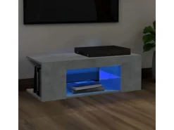 vidaXL TV-Schrank mit LED-Leuchten Betongrau 90x39x30 cm