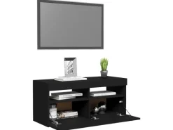 Best vidaXL TV-Schrank mit LED-Leuchten Schwarz 90x35x40 cm