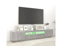 New vidaXL TV-Schrank mit LED-Leuchten Betongrau 200x35x40 cm