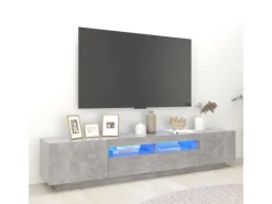 New vidaXL TV-Schrank mit LED-Leuchten Betongrau 200x35x40 cm