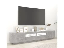 New vidaXL TV-Schrank mit LED-Leuchten Betongrau 200x35x40 cm