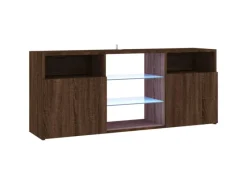 vidaXL TV-Schrank mit LED-Leuchten Braun Eichen-Optik 120x30x50 cm