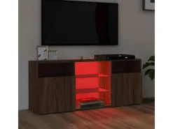 vidaXL TV-Schrank mit LED-Leuchten Braun Eichen-Optik 120x30x50 cm