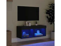 vidaXL TV-Schrank mit LED-Leuchten Schwarz 80x30x30 cm