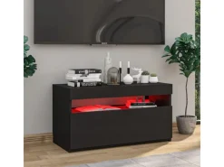 vidaXL TV-Schrank mit LED-Leuchten Schwarz 75x35x40 cm