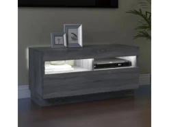 vidaXL TV-Schrank mit LED-Leuchten Grau Sonoma 80x35x40 cm