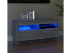 vidaXL TV-Schrank mit LED-Leuchten Grau Sonoma 80x35x40 cm
