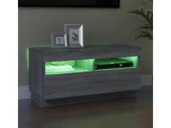 vidaXL TV-Schrank mit LED-Leuchten Grau Sonoma 80x35x40 cm