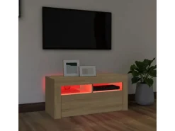 vidaXL TV-Schrank mit LED-Leuchten Sonoma-Eiche 90x35x40 cm Modell 1