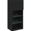 vidaXL TV-Schrank mit LED-Leuchten Schwarz 40,5x30x90 cm