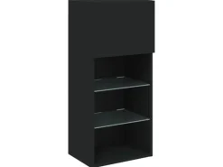 vidaXL TV-Schrank mit LED-Leuchten Schwarz 40,5x30x90 cm