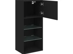 vidaXL TV-Schrank mit LED-Leuchten Schwarz 40,5x30x90 cm