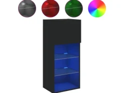 vidaXL TV-Schrank mit LED-Leuchten Schwarz 40,5x30x90 cm