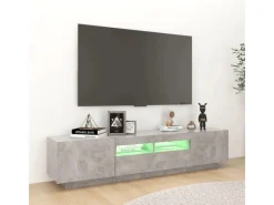vidaXL TV-Schrank mit LED-Leuchten Betongrau 180x35x40 cm 2