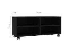 vidaXL TV-Schrank mit Rollen Schwarz 90x35x35 cm Holzwerkstoff