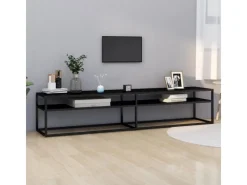 Outlet vidaXL TV-Schrank Schwarz 200x40x40,5 cm Hartglas