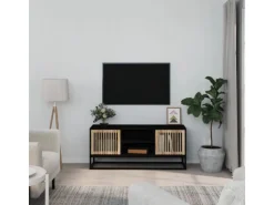 vidaXL TV-Schrank Schwarz 105x30x45 cm Holzwerkstoff und Eisen