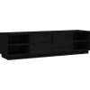 vidaXL TV-Schrank Schwarz 156x40x40 cm Massivholz Kiefür