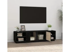 vidaXL TV-Schrank Schwarz 156x40x40 cm Massivholz Kiefür