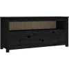 vidaXL TV-Schrank Schwarz 114x35x52 cm Massivholz Kiefür