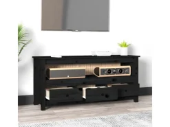 vidaXL TV-Schrank Schwarz 114x35x52 cm Massivholz Kiefür