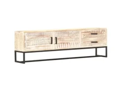 vidaXL TV-Schrank Weiß 140 × 30 × 45 cm Massivholz Akazie