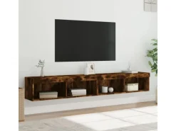 vidaXL TV-Schränke mit LED-Leuchten 2 Stk. Räuchereiche 100x30x30 cm