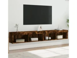 vidaXL TV-Schränke mit LED-Leuchten 2 Stk. Räuchereiche 100x30x30 cm