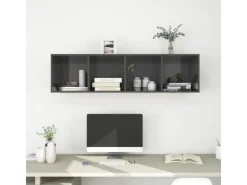 vidaXL TV-Wandschrank Hochglanz-Grau 37x37x142,5 cm Holzwerkstoff