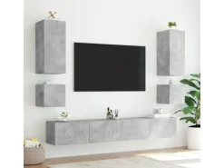 vidaXL TV-Wandschrank mit LED-Leuchten Betongrau 100x35x41 cm