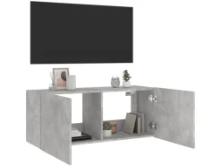 vidaXL TV-Wandschrank mit LED-Leuchten Betongrau 100x35x41 cm