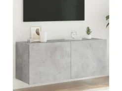 vidaXL TV-Wandschrank mit LED-Leuchten Betongrau 100x35x41 cm