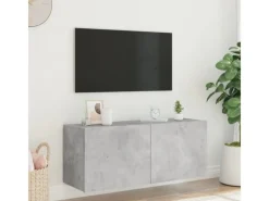 vidaXL TV-Wandschrank mit LED-Leuchten Betongrau 100x35x41 cm