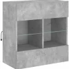 vidaXL TV-Wandschrank mit LED-Leuchten Betongrau 58,5x30x60,5 cm