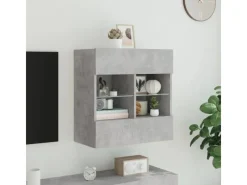 vidaXL TV-Wandschrank mit LED-Leuchten Betongrau 58,5x30x60,5 cm