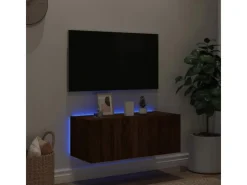 vidaXL TV-Wandschrank mit LED-Leuchten Braun Eichen-Optik 80x35x31 cm