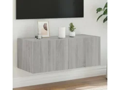 vidaXL TV-Wandschrank mit LED-Leuchten Grau Sonoma 80x35x31 cm