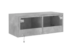 Best vidaXL TV-Wandschrank mit LED-Leuchten Betongrau 80x35x31 cm