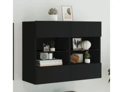 Outlet vidaXL TV-Wandschrank mit LED-Leuchten Schwarz 78,5x30x60,5 cm