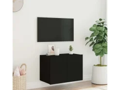 vidaXL TV-Wandschrank mit LED-Leuchten Schwarz 60x35x41 cm