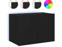 vidaXL TV-Wandschrank mit LED-Leuchten Schwarz 60x35x41 cm