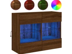 Best vidaXL TV-Wandschrank mit LED-Leuchten Braun Eichen-Optik 2