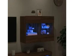 Best vidaXL TV-Wandschrank mit LED-Leuchten Braun Eichen-Optik 2
