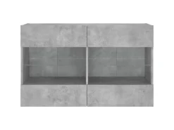 vidaXL TV-Wandschrank mit LED-Leuchten Betongrau 98,5x30x60,5 cm