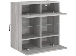 vidaXL TV-Wandschrank mit LED-Leuchten Grau Sonoma 58,5x30x60,5 cm